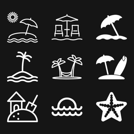 Beach icon, summer signs: vector icon of vacation and tourismのイラスト素材