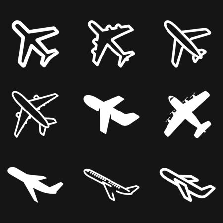 Plane icon on white background, Airplane icon vector. Flat icon aircraft symbolのイラスト素材