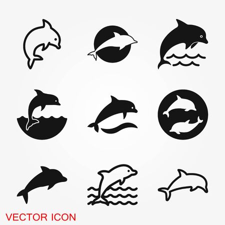 Dolphin aquatic mammal vector icon for animal apps and websitesのイラスト素材