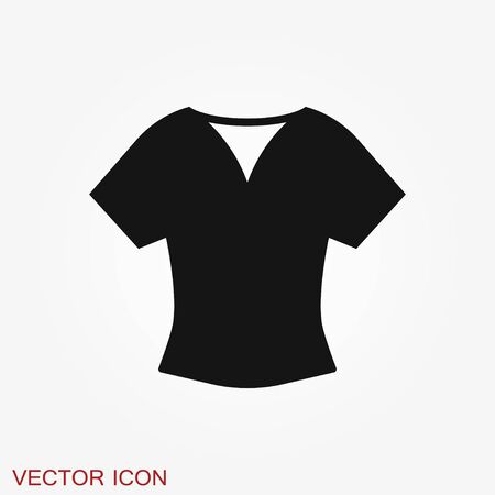 Woman blouse, tunic flat icon. Classic women apparel store sign.のイラスト素材