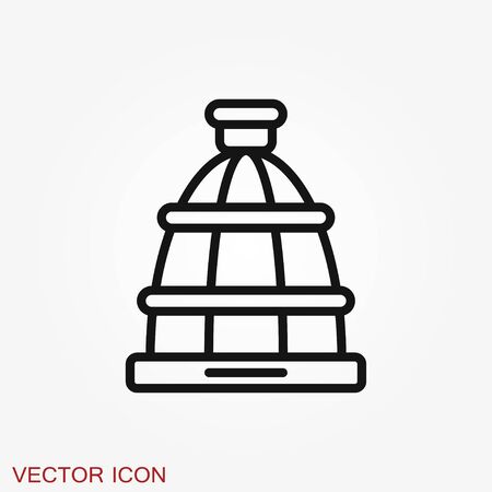 Bird cage icon for your design. Vector illustration. Editable Stroke.のイラスト素材