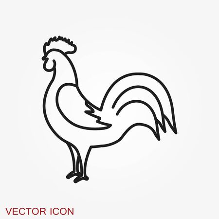 Cock icon. Rooster Flat cock icon design style vector illustrations set of icons. white on Cock black silhouetteのイラスト素材