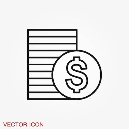 Coins Icon isolated on background. Money symbol for web site design, app, UI. Editable stroke. Vector illustration, EPS10のイラスト素材