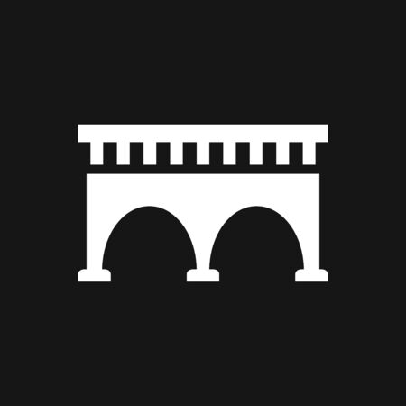 Bridge icon in flat style. Drawbridge vector illustration on black round background with long shadow. Road business concept.のイラスト素材