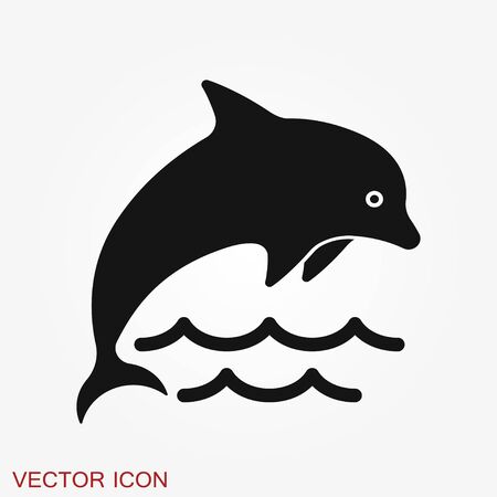 Dolphin aquatic mammal vector icon for animal apps and websitesのイラスト素材