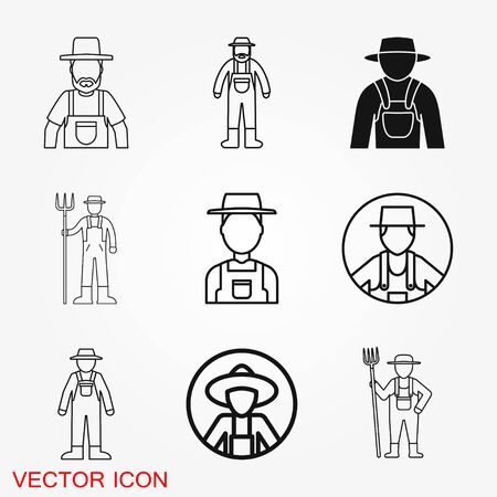 Farmer icon vector thin line man avatar or symbolのイラスト素材