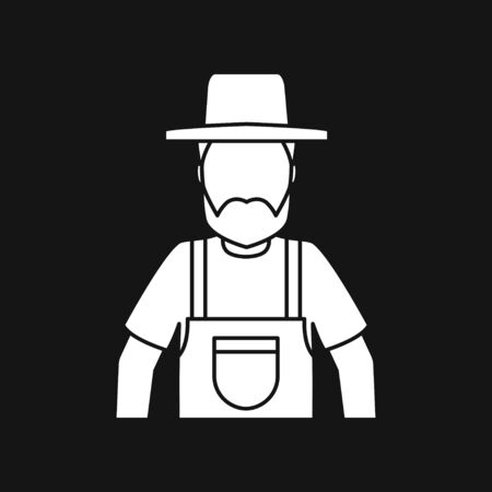 Farmer icon or logo - vector thin line man avatar or symbolのイラスト素材