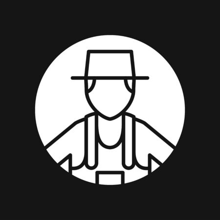 Farmer icon or logo - vector thin line man avatar or symbolのイラスト素材