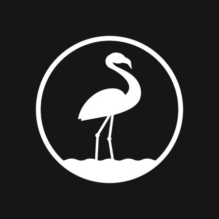 Flamingo icon, minimalistic vector illustration of birdのイラスト素材