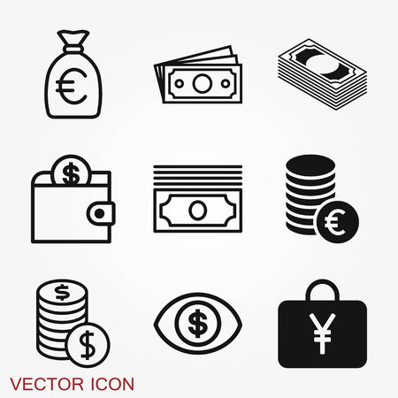 Money icon to use in web and mobile UI, set of basic UI money elementsのイラスト素材