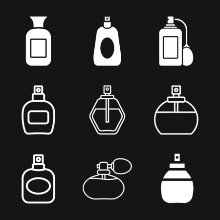 Perfume icon. Vector isolated silhouette, Cosmetics Perfume Bottlesのイラスト素材