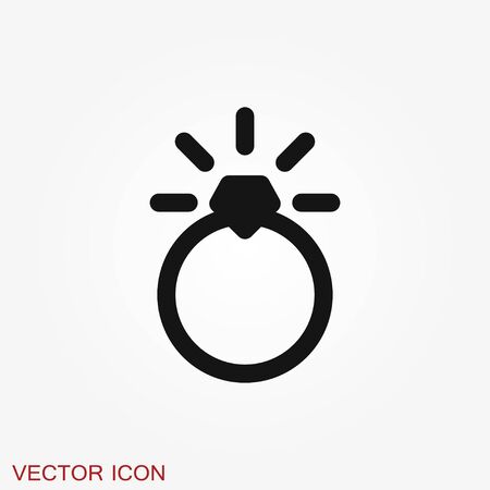 Ring icon, engagement and wedding ring. Line art design, Vector flat illustrationのイラスト素材
