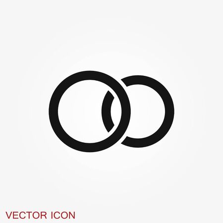 Ring icon, engagement and wedding ring. Line art design, Vector flat illustrationのイラスト素材
