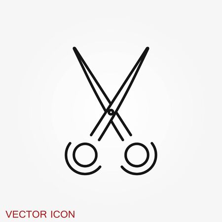 Scissors icon. Vector scissors with cut lines isolated on backgroundのイラスト素材