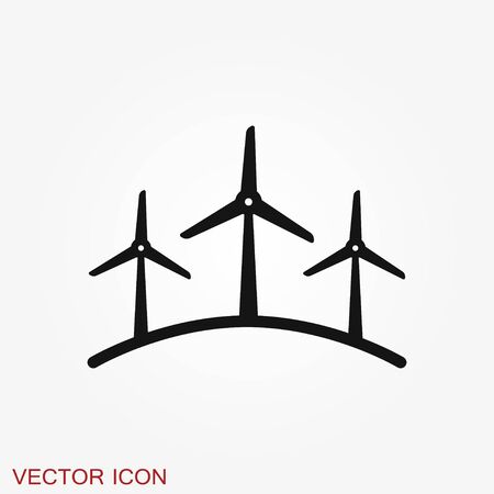 Windmill icon, wind turbine symbol isolated on background.のイラスト素材
