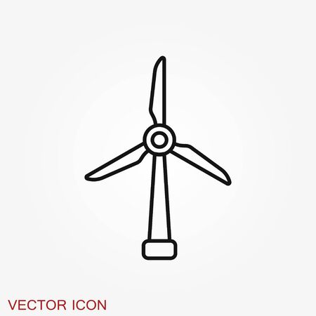 Windmill icon, wind turbine symbol isolated on background.のイラスト素材