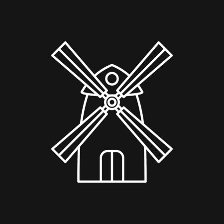 Windmill icon, wind turbine symbol isolated on background.のイラスト素材