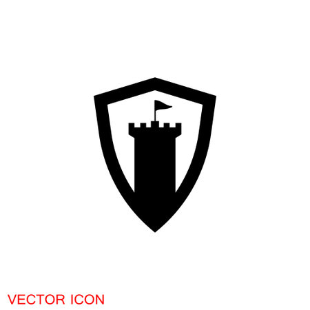 Castle icon. Castle tower icon or symbol.のイラスト素材