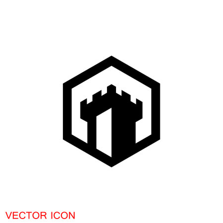 Castle icon. Castle tower icon or symbol.のイラスト素材