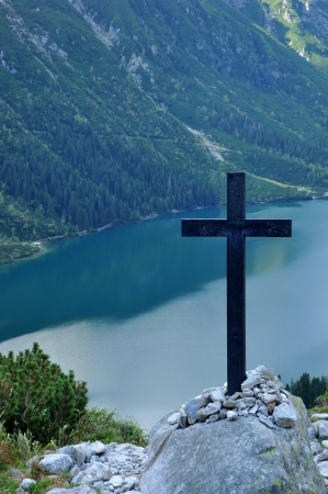 Cross over lake  Morskie Oko - Tatry - Poland の写真素材