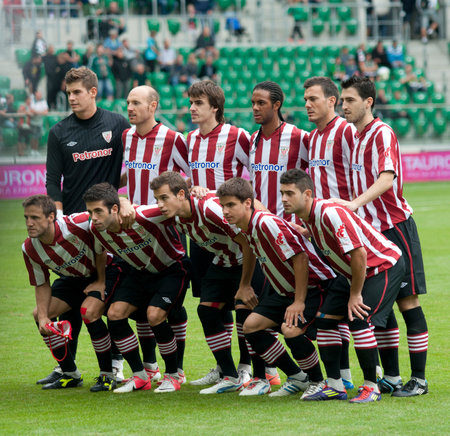 Slask Wroclaw -Athletic Bilbao, July 21  Athletic players group photo before start of frendly match between Athletic and Slask Wroclaw, July 22, 2012 in Wroclaw, Polandのeditorial素材