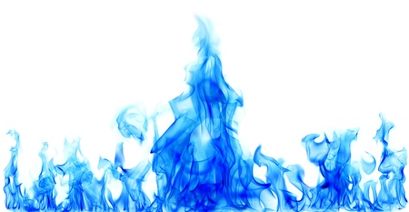 blue fire flames on white backgroundの写真素材