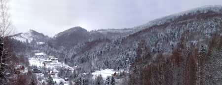 Small town on winter in polandの写真素材