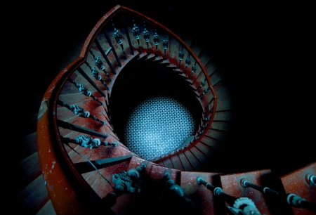 Very old spiral stairway caseの写真素材