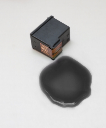 Black Ink Cartridge on White Backgroundの写真素材