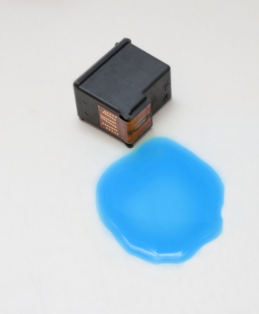 Blue Ink Cartridge on White Backgroundの写真素材
