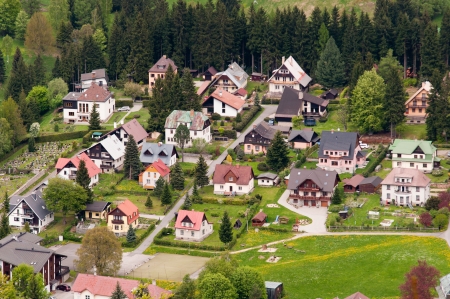 Aerial view of housesの写真素材