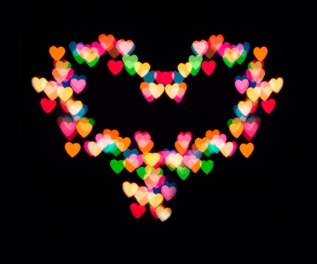 Colorful heart bokehの写真素材