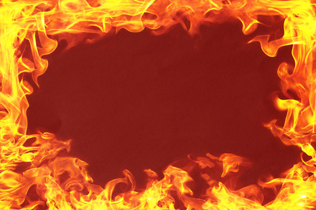 Fire flames on dark backgroundの写真素材