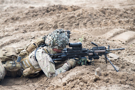 Wroclaw, Poland - May 10. 2014:Us Marines on Military show on May 10, 2014 in Worclaw, Poland