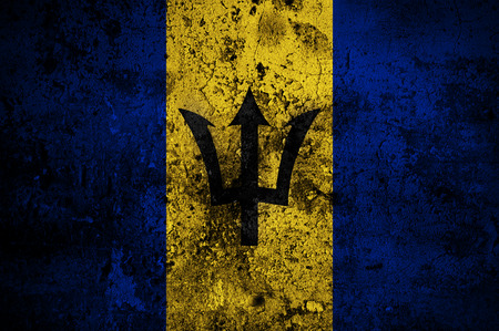 grunge flag of Barbados with capital in Bridgetownの写真素材