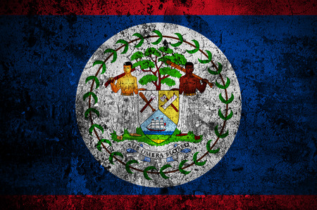 grunge flag of Belize with capital in Belmopanの写真素材