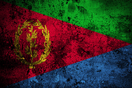 grunge flag of Eritrea with capital in Asmaraの写真素材