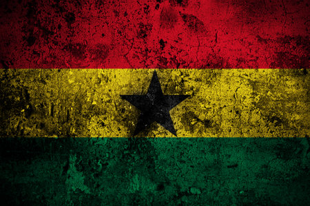 grunge flag of Ghana with capital in Accraの写真素材