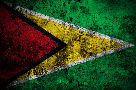 grunge flag of Guyana with capital in Georgetownの写真素材
