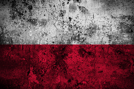grunge flag of Poland with capital in Warsawの写真素材