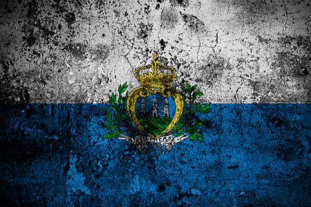grunge flag of San Marino with capital in San Marinoの写真素材