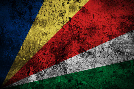 grunge flag of The Seychelles with capital in Victoriaの写真素材