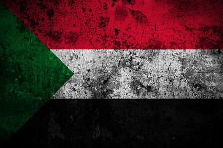 grunge flag of Sudan with capital in Khartoumの写真素材