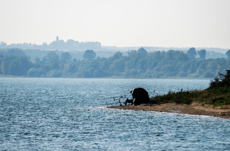 Fishing with an overnight stay at the lakeの写真素材