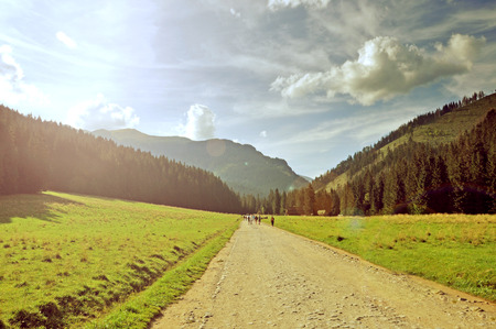 Virtage photo of mountain roadの写真素材