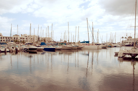 Vintage photo of harbourの写真素材
