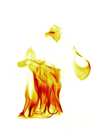 Fire flames on white backgroundの写真素材