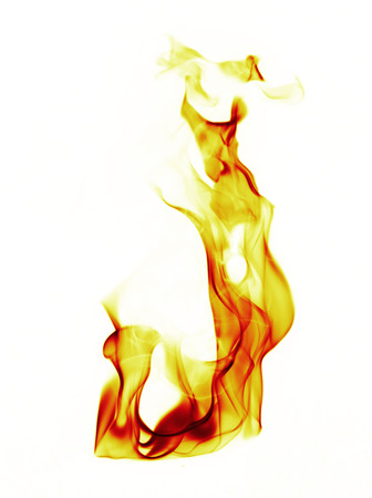 Fire flames on white backgroundの写真素材