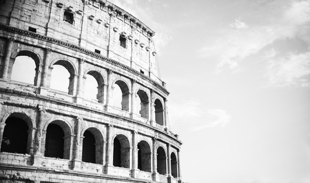 vintage black and white Colosseum in Rome, Italyの写真素材