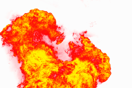 fire flame explosion on white backgroundの写真素材